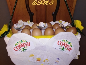 Nome da escola e parte de trás do coração (porta-ovos)