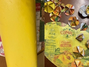 Estrutura base e peças utilizadas na decoração da jarra.
