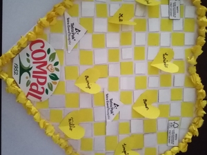 Decoração do coração, com mensagens.