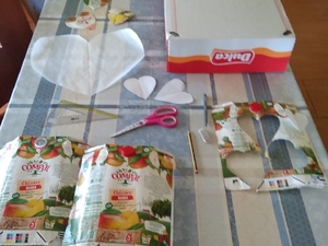 Materiais utilizados para a elaboração do trabalho - Coração Amarelo.