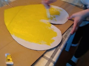 Coração Amarelo em processo de realização.