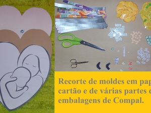 Recorte de moldes em papel e cartão e de vários partes das embalagens da compal
