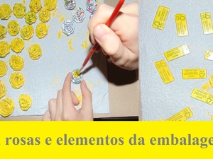 Pintura das rosas e símbolos FSC e Tetra pak